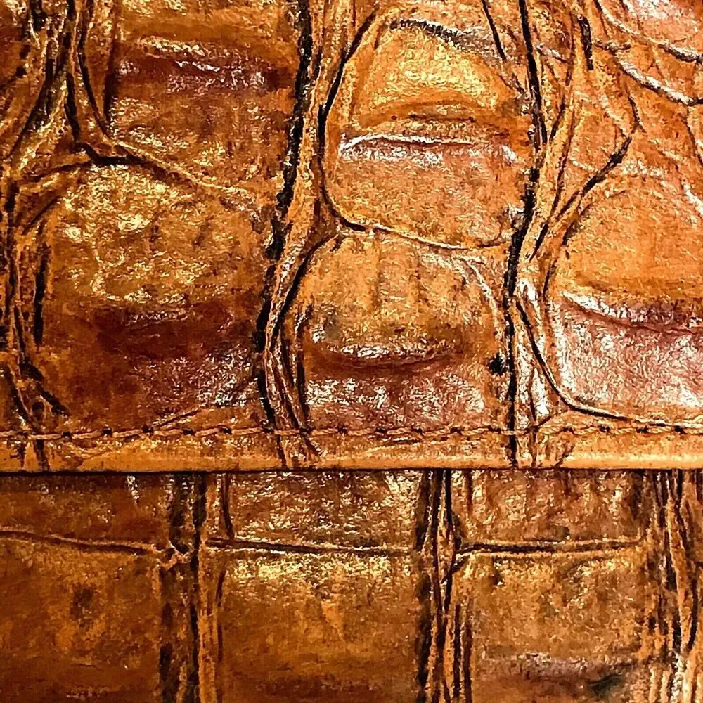 Ripani Italy Wallet Trifold Genuine Leather Embossed Crocodile Clutch Brown